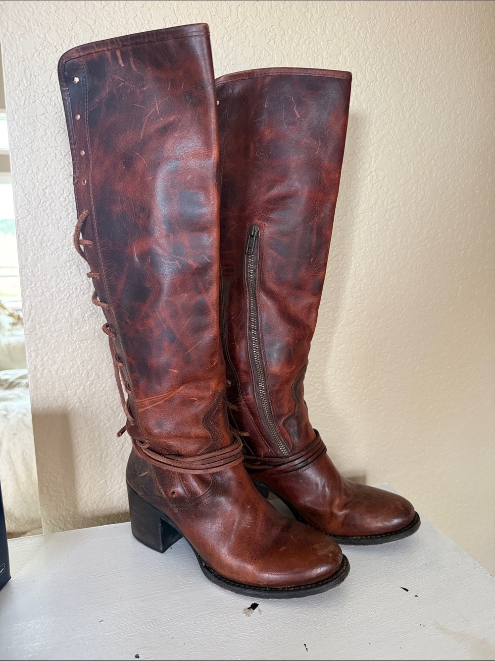 Women's Tall Brown Leather Riding Boots - Classic Knee High Style